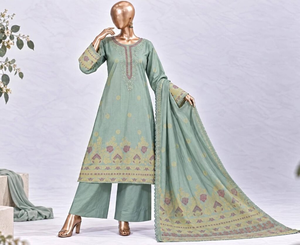 Afsana by Bin Saeed – Premium Jacquard 3-Piece Stitched Winter Suit