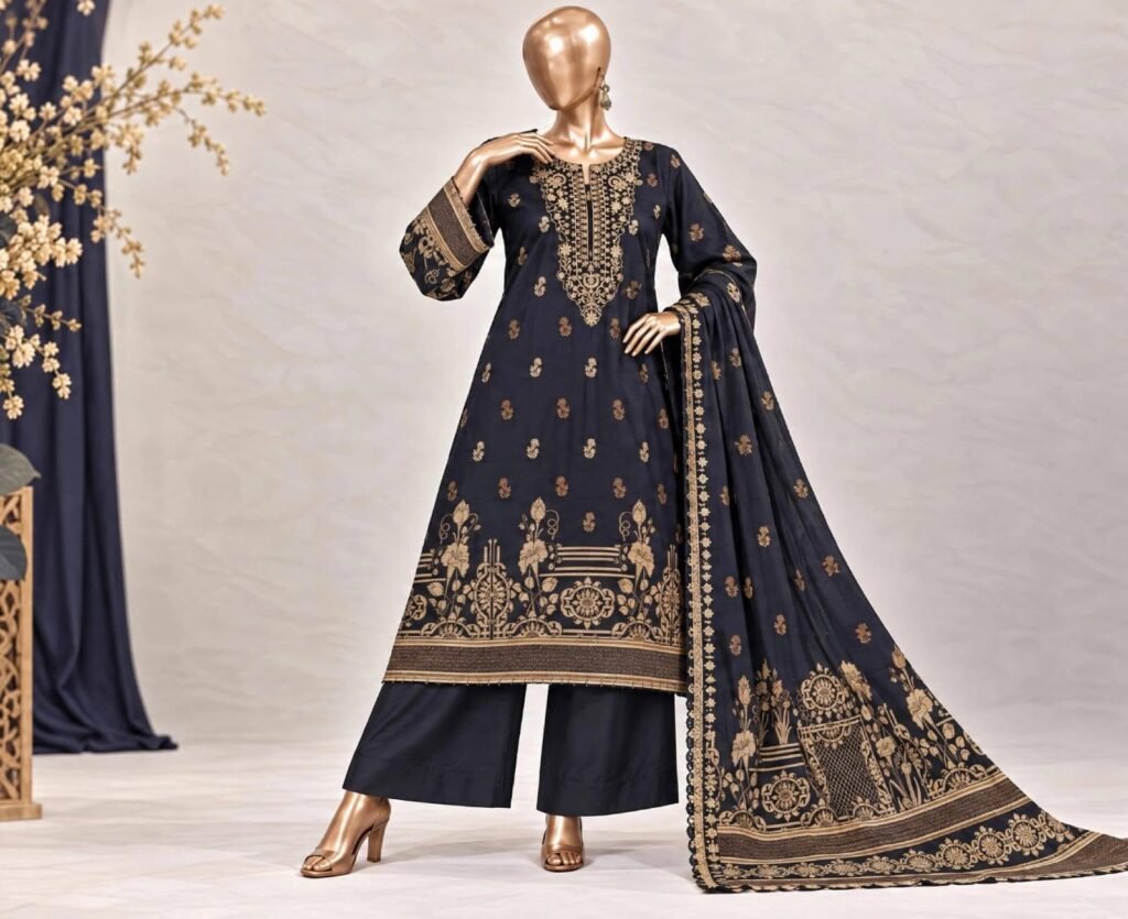Afsana by Bin Saeed – Premium Jacquard 3-Piece Stitched Winter Suit