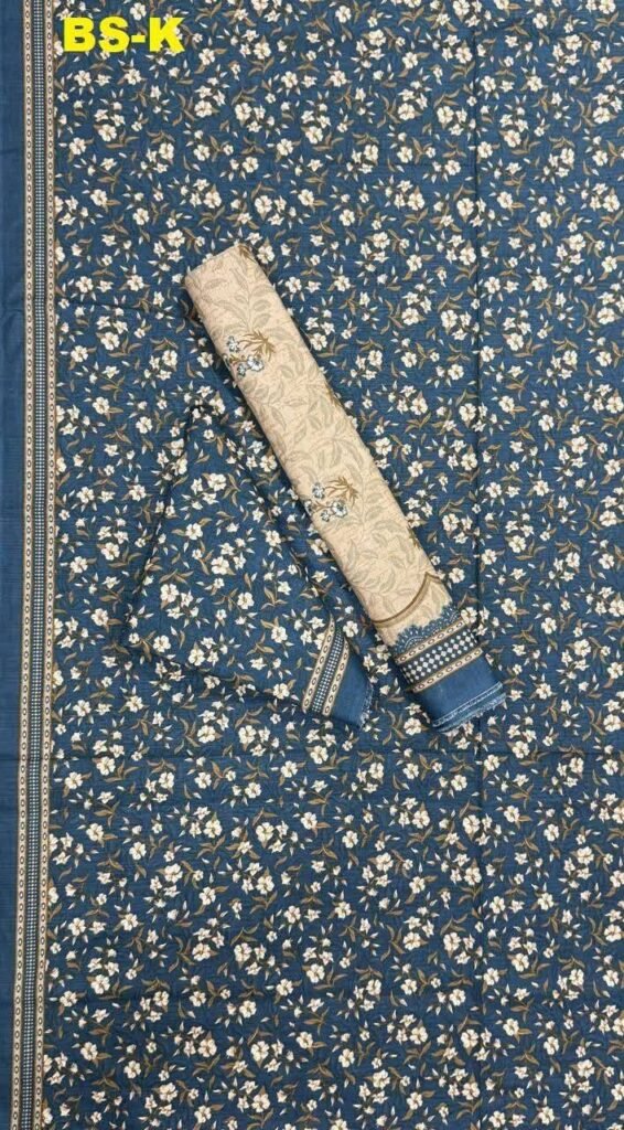 Bin Saeed Rangziva – Unstitched Printed Khaddar 3-Piece Suit