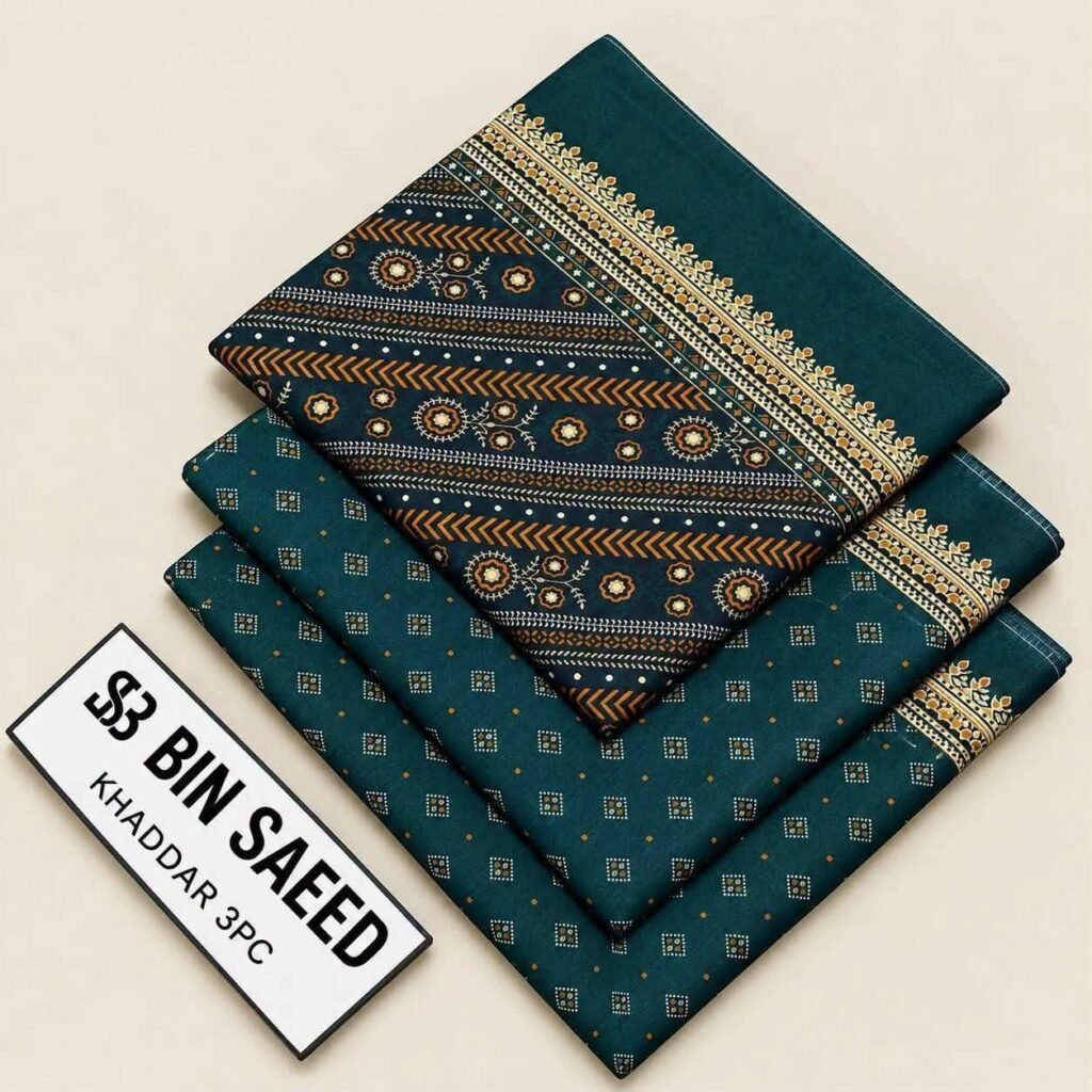Bin Saeed Rangziva – Unstitched Printed Khaddar 3-Piece Suit