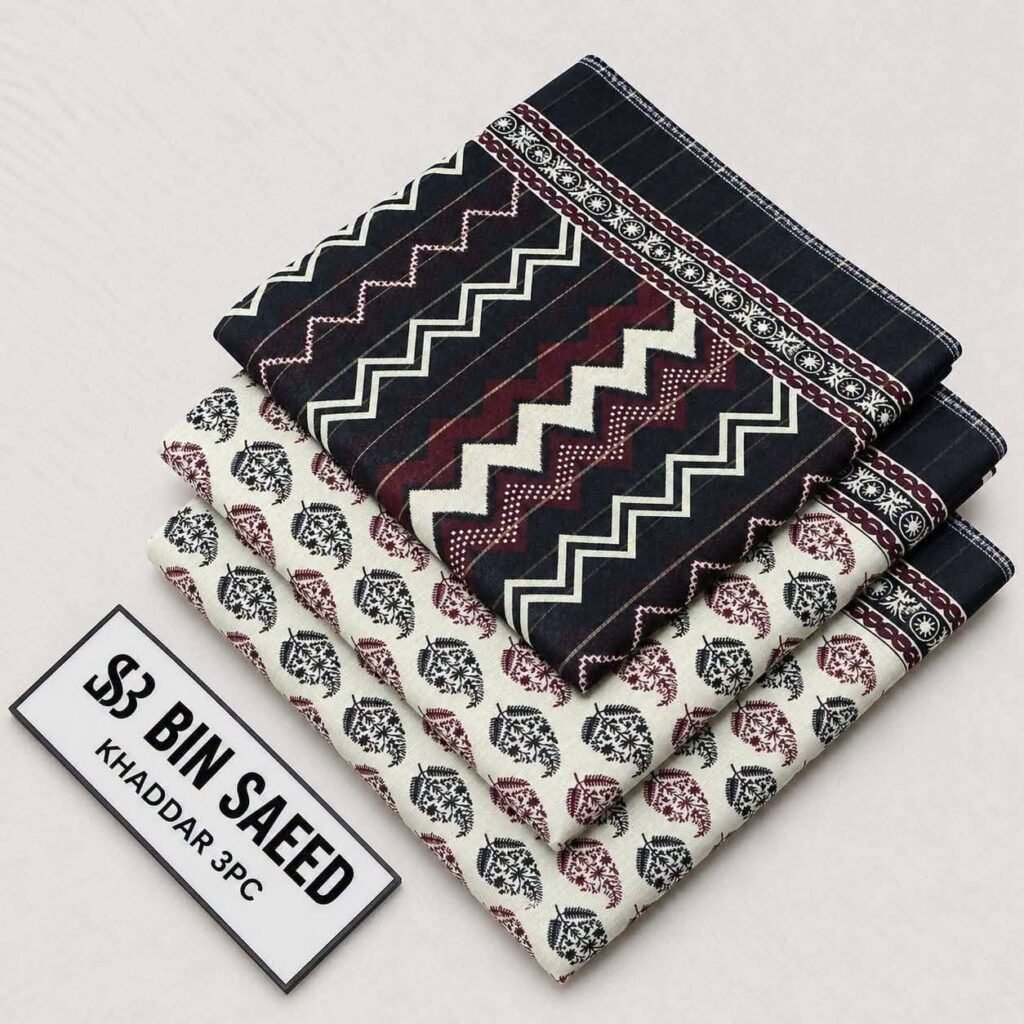 Bin Saeed Rangziva – Unstitched Printed Khaddar 3-Piece Suit