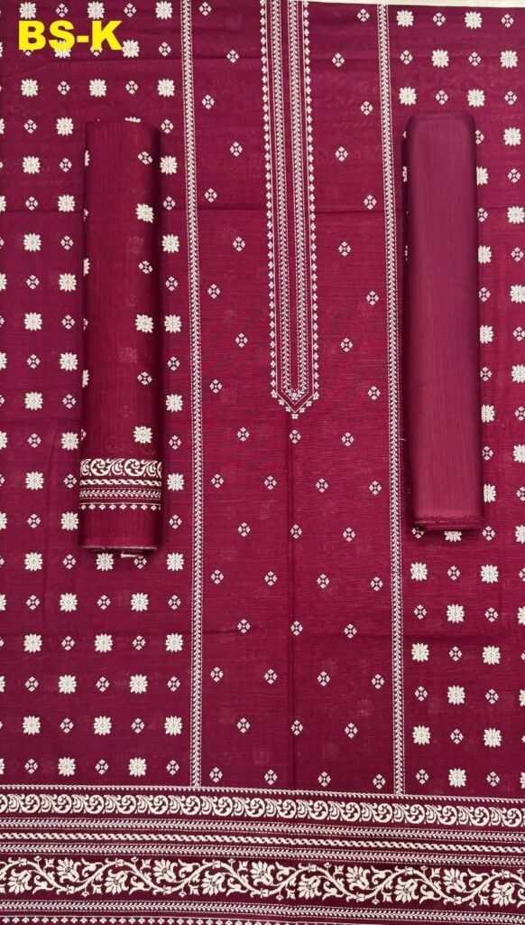 Bin Saeed Rangziva – Unstitched Printed Khaddar 3-Piece Suit