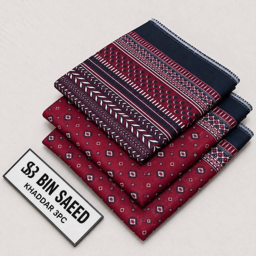 Bin Saeed Rangziva – Printed Khaddar 3-Piece Unstitched Collection