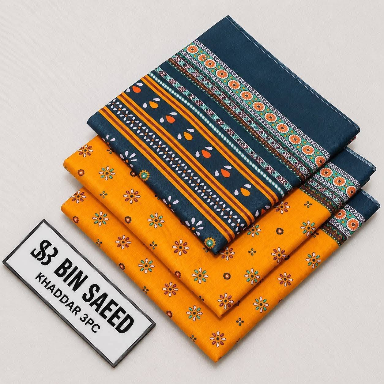 Bin Saeed Rangziva – Printed Khaddar 3-Piece Unstitched Collection