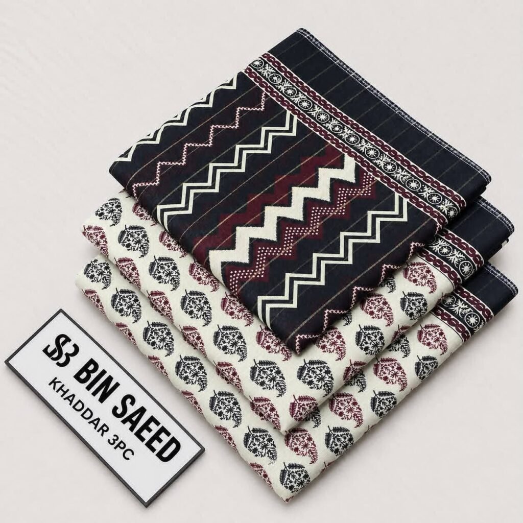 Bin Saeed Rangziva – Printed Khaddar 3-Piece Unstitched Collection