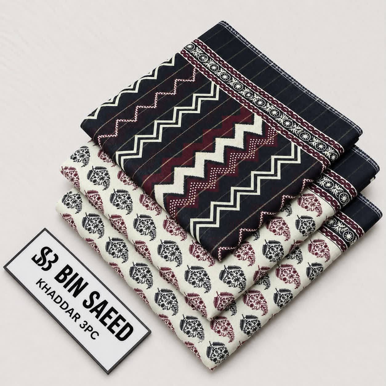 Bin Saeed Rangziva – Printed Khaddar 3-Piece Unstitched Collection