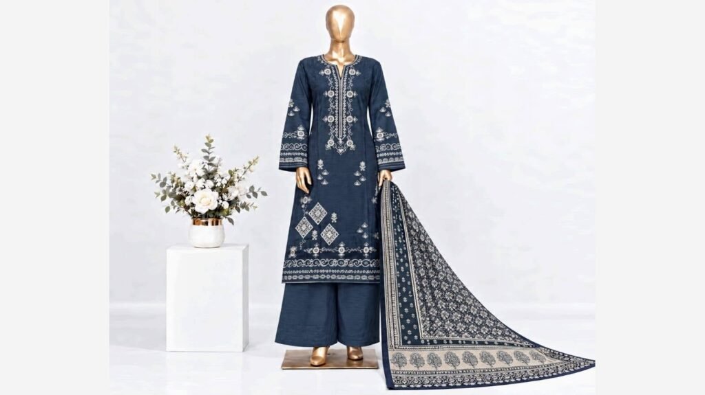 Bin Saeed Rangziva – Stitched Khaddar 3-Piece Suit